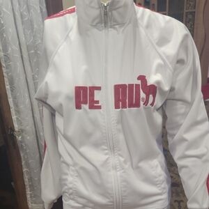 White & Red Peru Track Jacket From CuyArts.com